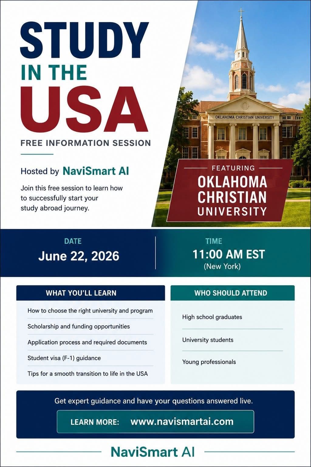 Study in the USA information session featuring Oklahoma Christian University
